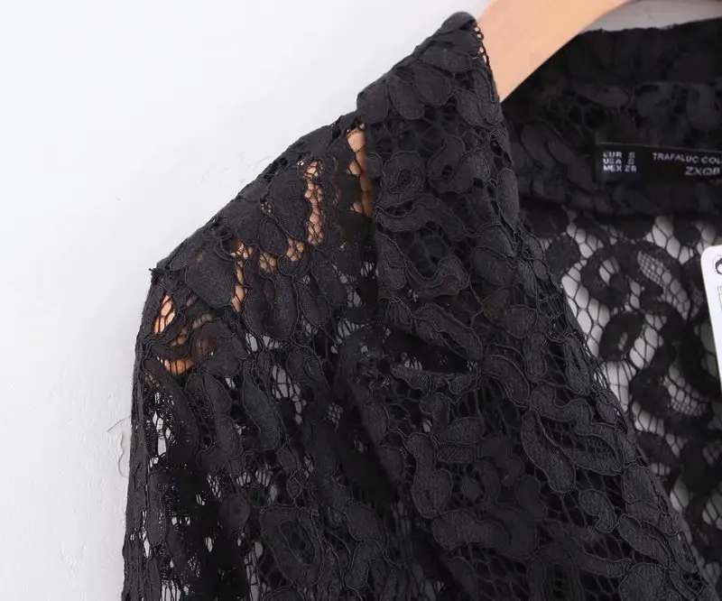 2019 New Women blazers and jackets Fashion Office Lady Lace double breasted blazer Women Sexy Hollow Spring black blazer woman