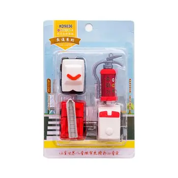 

4pcs/set Fire Truck Extinguisher Rubber Eraser Kawaii Stationery School Supplies Correction Student Kids Gifts