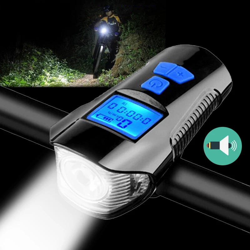 

3 in 1 Bike Light LED Bike Horn Bicycle Bell Lamp Odometer Headlight MTB Bike Computer USB Rechargeable Waterproof Cycling Light