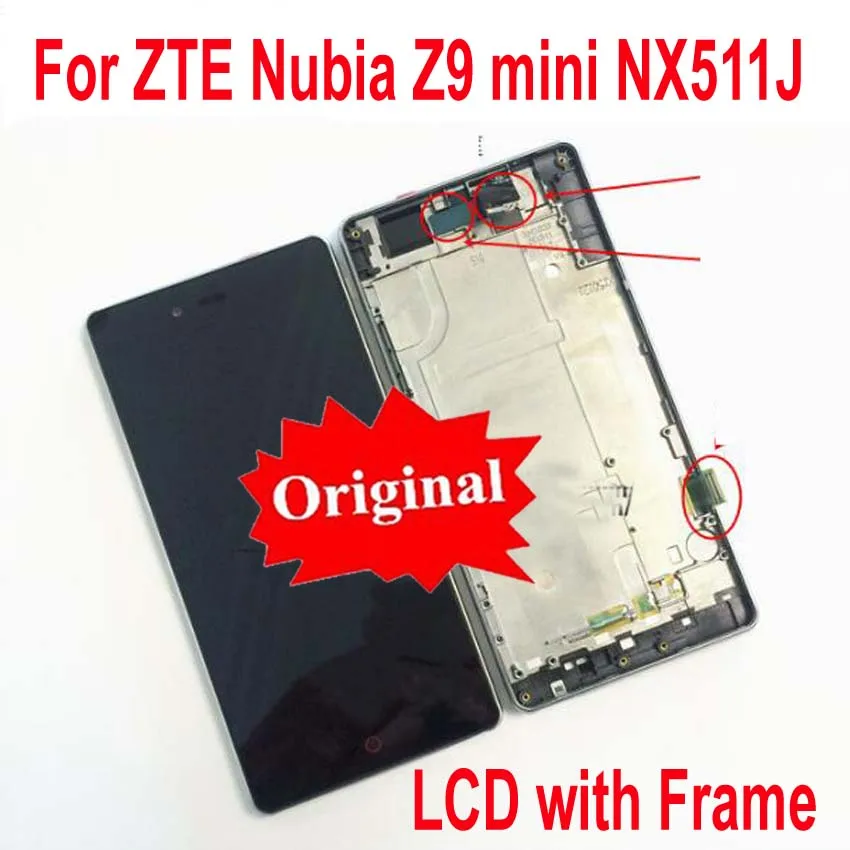Оригинальный ЖК дисплей с рамкой для ZTE Nubia Z9 mini NX511j|Экраны мобильных телефонов| |