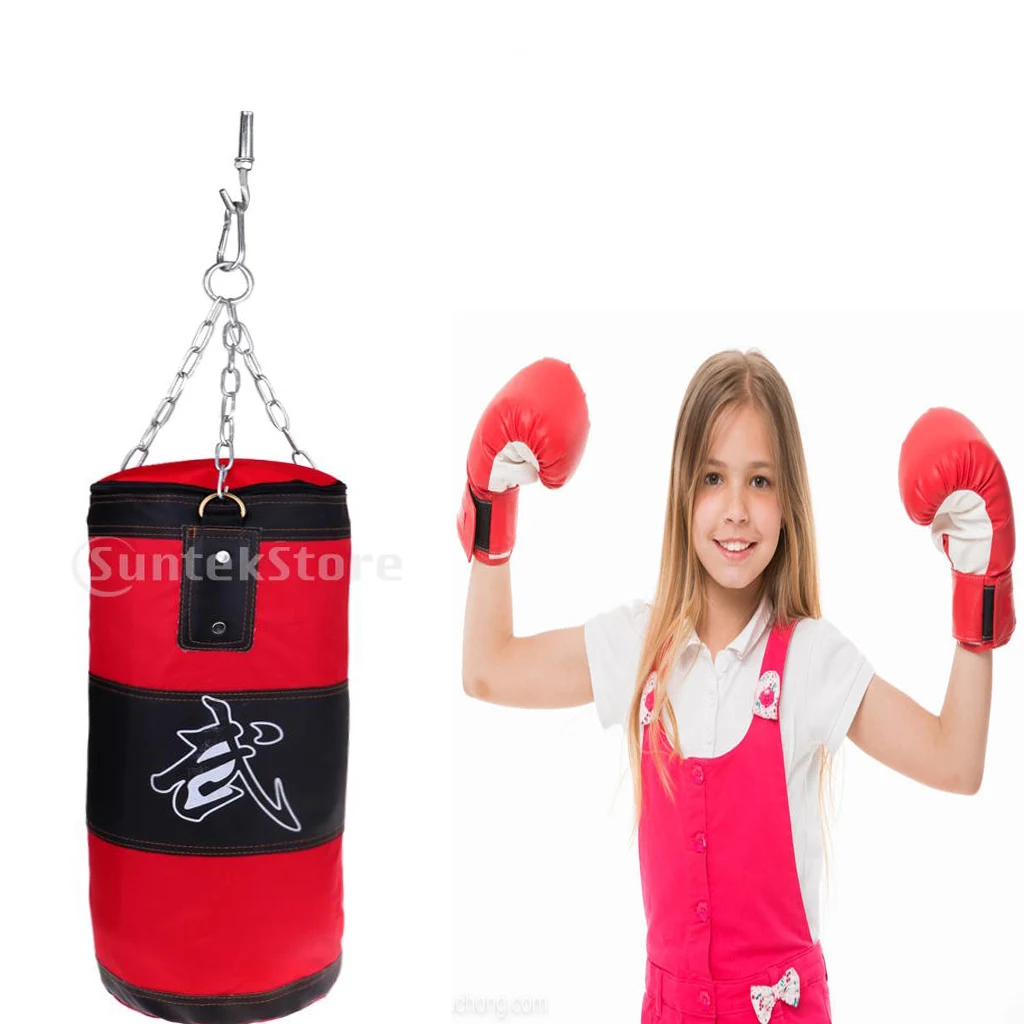 

70cm Punching Bags Kickboxing MMA Training Sandbag Hanging Chain Ceiling Hook Boxing Training Set at Home