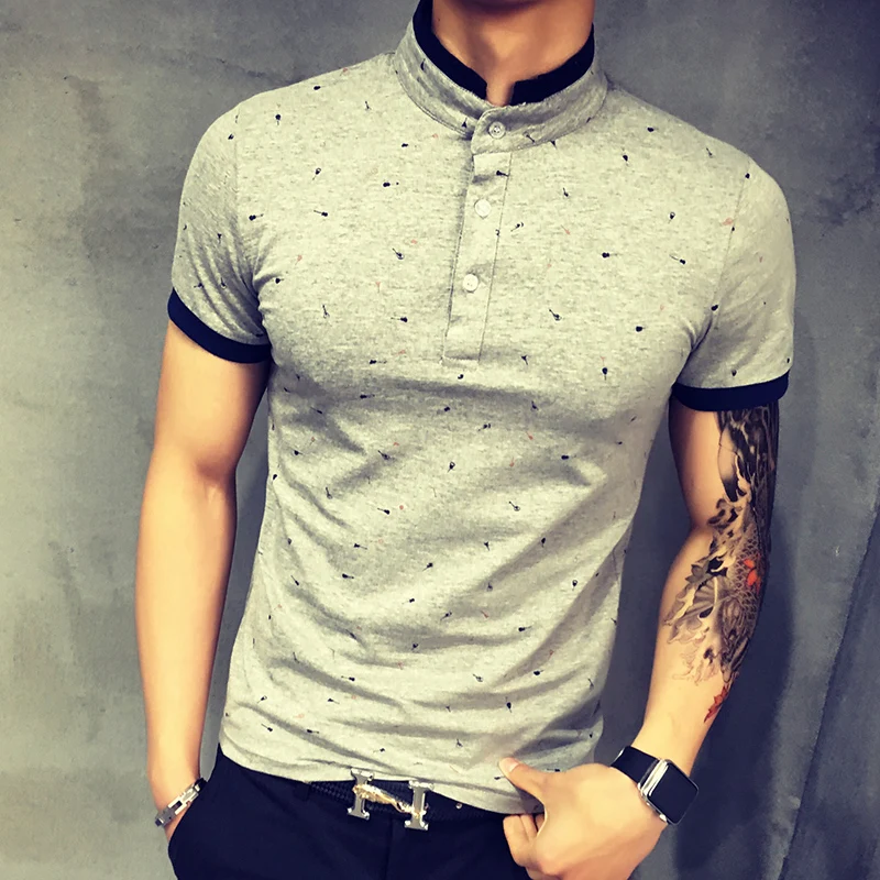 Men's Classy Short Sleeves Button T-Shirt Model Display 2