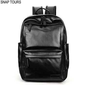 

SNAP TOURS 2019 Hot Sale Pu Leather Backpack Men Fashion Big Space Black Male Backpacks For Travel Man Trip Notebook Bagpack