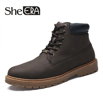 

Winter Men Casual Shoes 2018 Lace-up High Solid Black Brown Color Simple Style Non-slip Fashion Trend Flats Rubber Shoe Hot Sale