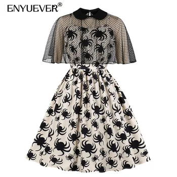 

Enyuever Gothic Dress Two Piece Set Cape Cloak Peter Pan Collar Spaghetti Strap Vestido Vintage Halloween Dress Streetwear Robes