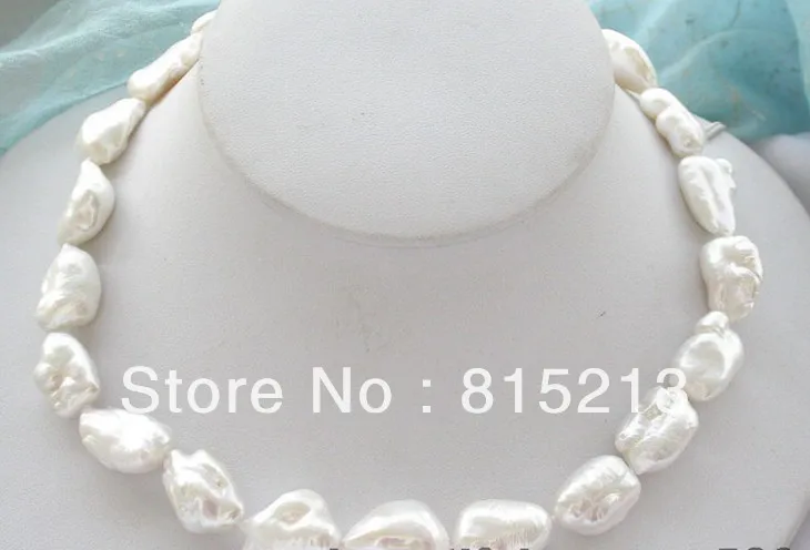 

ddh00293 16" 20mm white keshi reborn pearl necklace