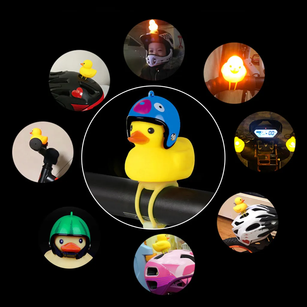 Perfect Hot sale Cartoon Duck Head Light Shining Duck Cute Bicycle Bells Bling Handlebar Bicycle Accessories Portable Luz de bicicleta 0