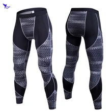 Мужская Ткань отводящая влагу сжатия колготки для фитнеса, кросфита тренировочные спортивные Леггинсы для занятий спортом, для занятий спортом, длинные Йога; Спорт Брюки