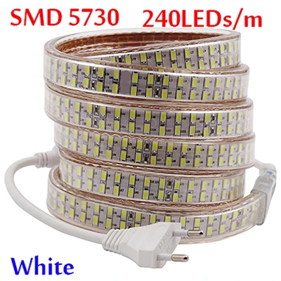 240 светодиодный s/m Светодиодные ленты SMD 5730 2835 5050 5630 220V 240V Водонепроницаемый светодиодный лента веревка светильник RGB теплый белый украшения дома светильник ing - Испускаемый цвет: 5730 240leds white