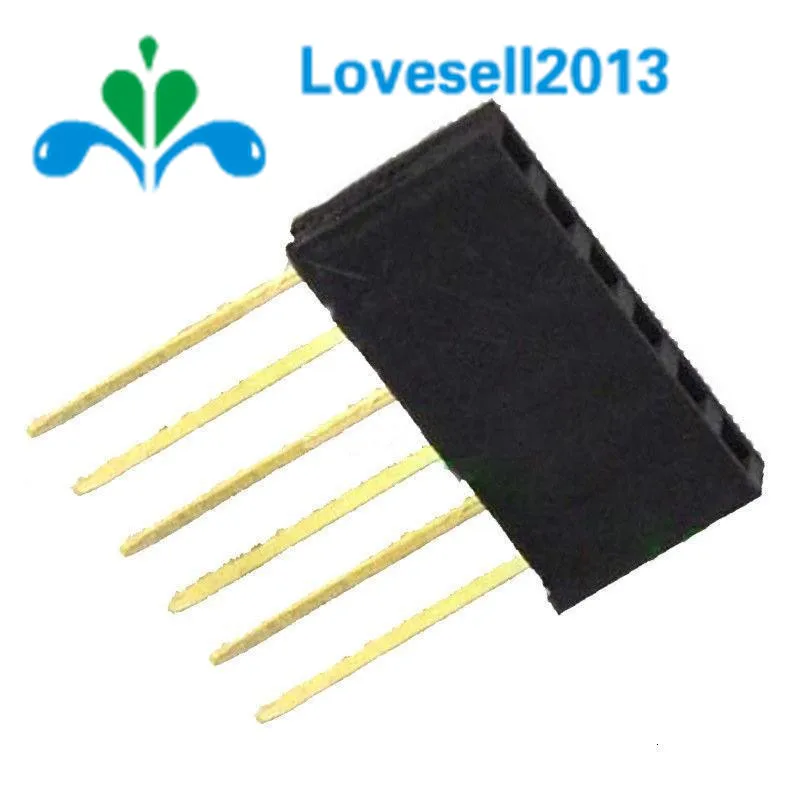 

10pcs 6 Pin Single Row Stackable Shield Female Header 2.54mm Pitch for Arduino