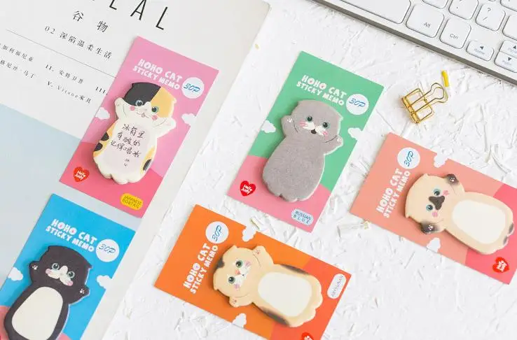 4 шт. Блокноты Sticky Note Kawaii Cat Бумага блокнот Daliy Скрапбукинг наклейки Офис Школьные принадлежности закладки