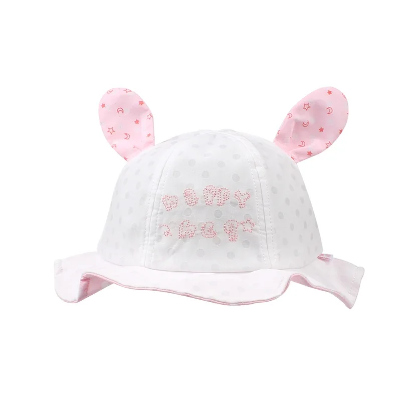 Polka Panama Baby Hat For Girls Cute Rabbit Ears Girls Cap Summer Beach Sun Hat Dots Baby Girls Bucket Hat Baby Girls Clothing (14)