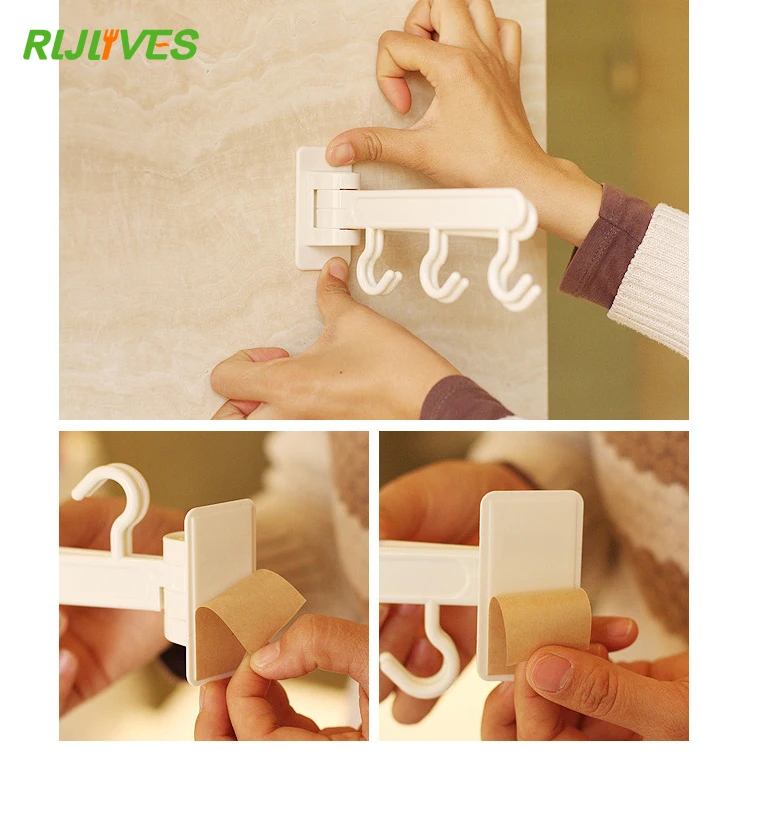 

Folding Hooks Multi-Function Folding Towel Rack Kitchen Wipes Racks Rotating 6 Hooks