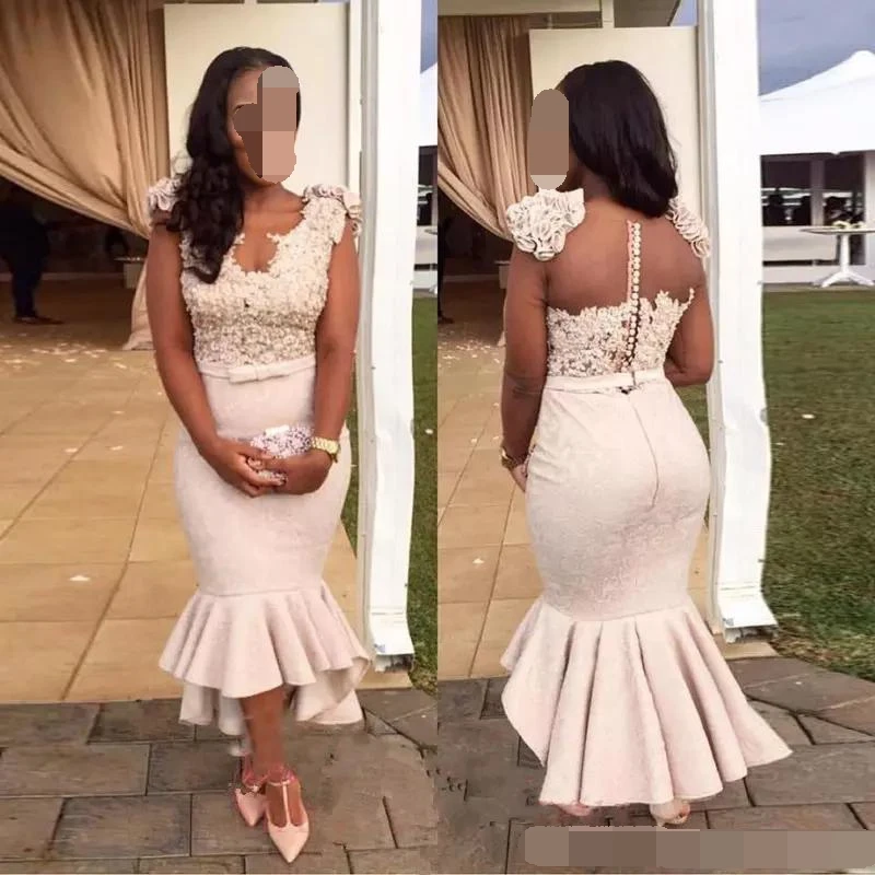 

2019 African Sexy Deep V-Neck Satin Mermaid Sheer Back Short Sleeves Cheap Plus Size Arabic Long Gown Bridesmaid Dresses