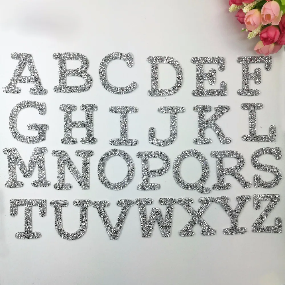 

1Pcs Rhinestone English Alphabet Letter A-Z Mixed Embroidered Iron On Patch For Clothing Bag Shoes Badge Paste