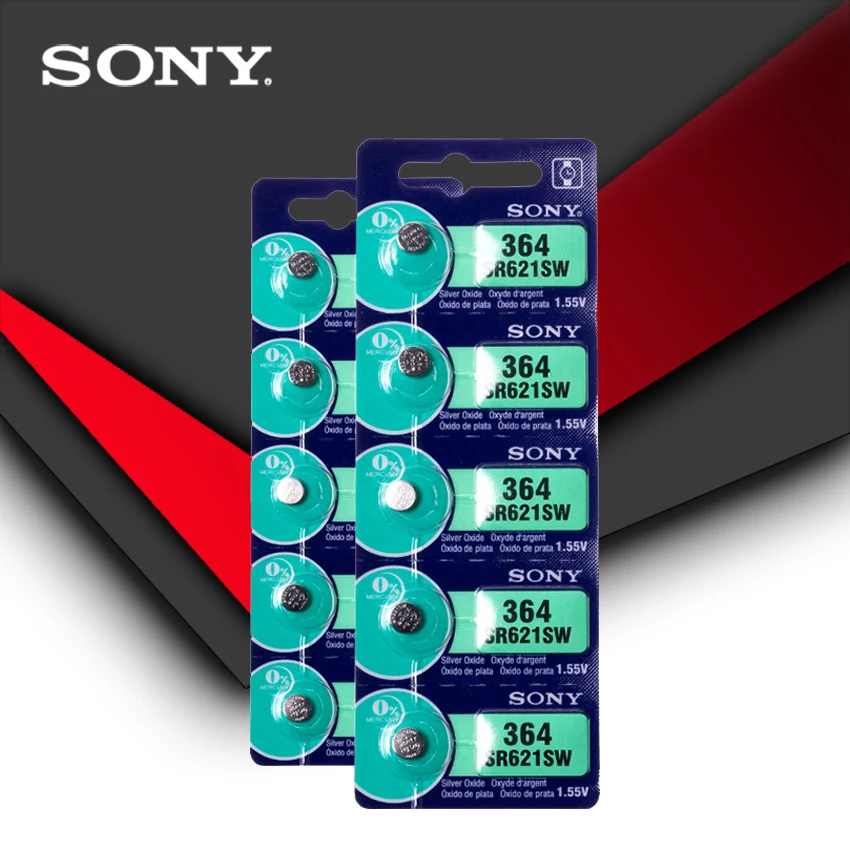 

10pc Sony 100% Original 364 SR621SW V364 SR60 SR621 AG1 Watch Battery Button Coin Cell MADE IN JAPAN