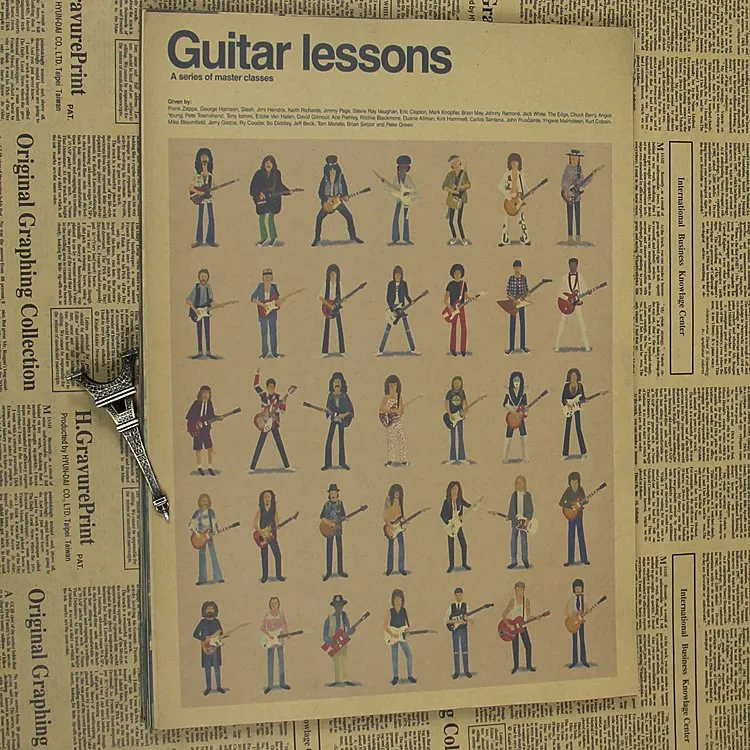 На гитаре мастер Винтаж Ретро плакат, крафт-бумага рок музыки мастер-бар музыкальный инструмент кафе ретро постер домашний Декор наклейки на стену