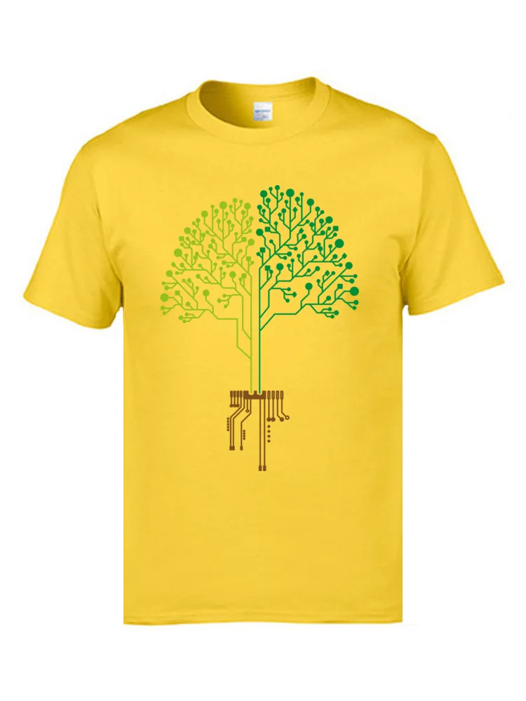 

Print IC Engineer Chip Tree Men T Shirts Yellow Green Pink Fashion Casual Tee Shirts Round Collar Fitness T-Shirts For Male