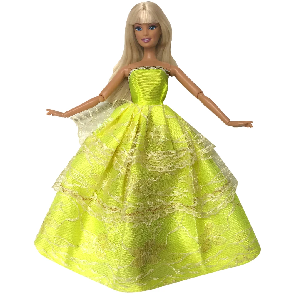 NK One Pcs Doll Princess Wedding Dress Noble Party Gown For Barbie Doll Accessories Handmake Outfit Best Gift For Girl' Doll JJ