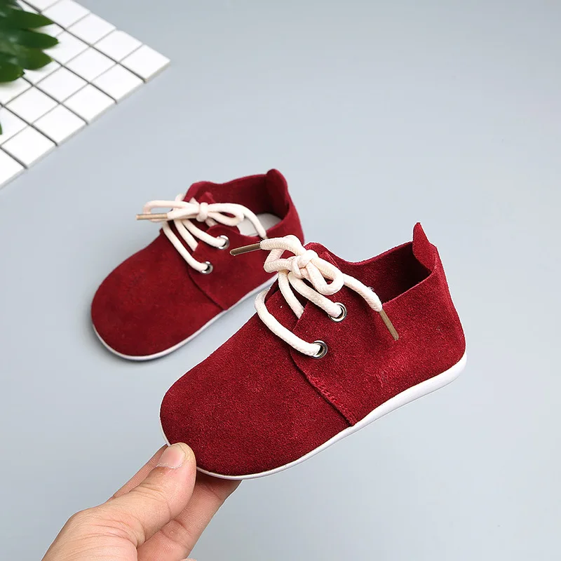 

0-1-2 Years Old British Design Vintage Toddle Boys Girls Moccsians Lightweight Soft Sole Lace Up Baby's Walk Shoe