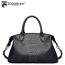 zooler genuine leather women bag brands fashion rivets Head layer cowhide quality cowhide women handbags shoulder messenger bag