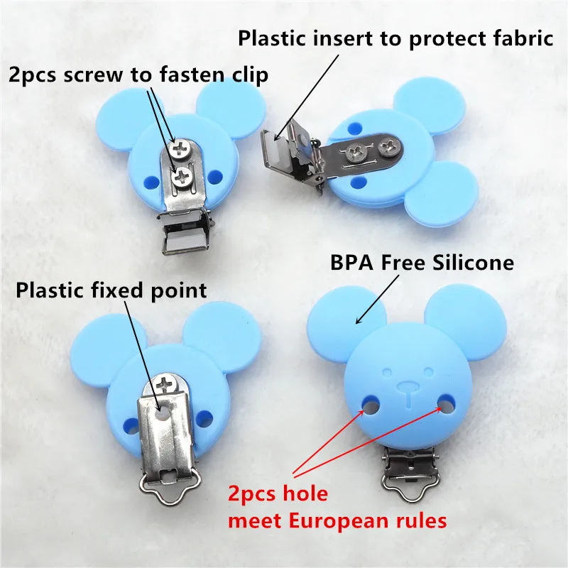 Chengkai 10pcs Silicone Teether Clips DIY Baby Cat Mouse Animal Pacifier Dummy Soother Nursing Jewelry Toy Accessories