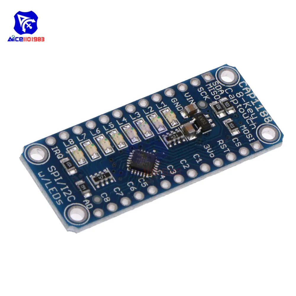 Емкостный сенсорный датчик CAP1188 с 8 кнопками Модуль разрыва SPI I2C Captouch LED для