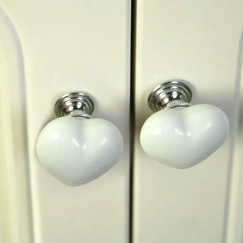 4 штук ручка керамическая дверная ручка в форме сердца для шкаф буфет белый