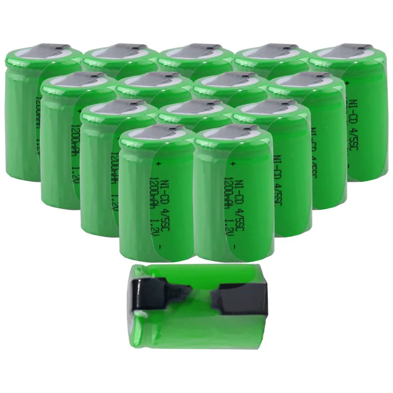 Реальная емкость 15 шт 4/5SC батареи 1 2 v перезаряжаемые 1200 mAh nicd akkumulator для