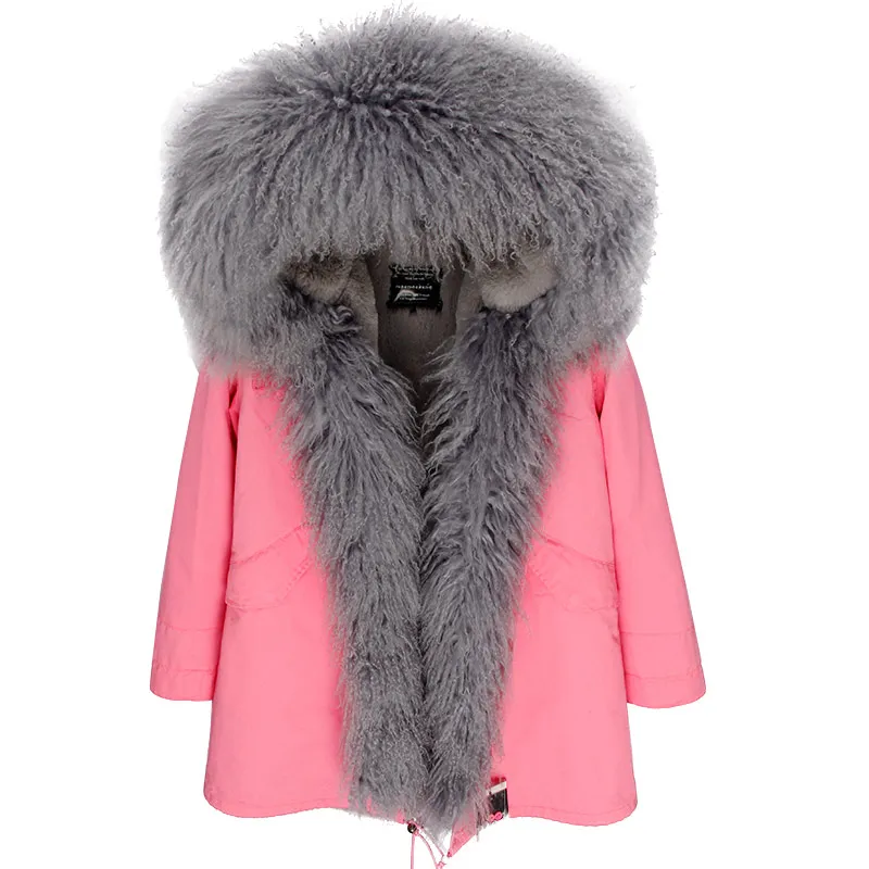 Натуральный мех пальто зимняя куртка женская длинная парка непромокаемая Большая Натуральная Овечья Меховая куртка с капюшоном Толстая теплая меховая подкладка Топ бренд