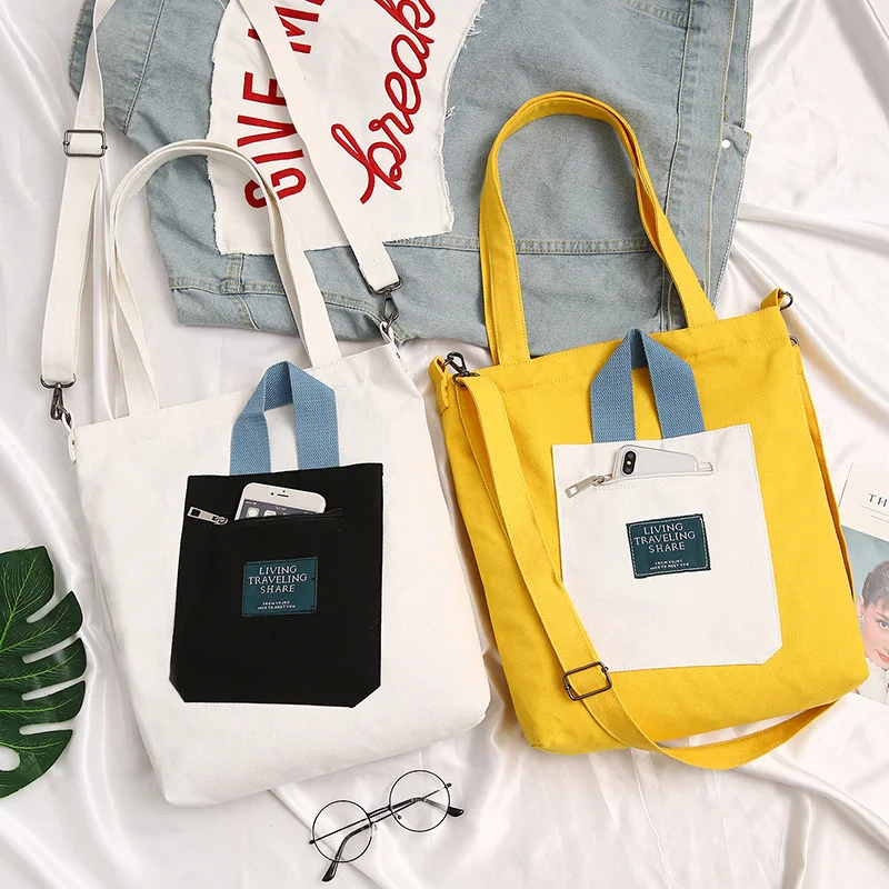 Women Handbags Canvas Tote Bags Reusable Cotton Grocery Shopping Bag Webshop Eco Foldable ...