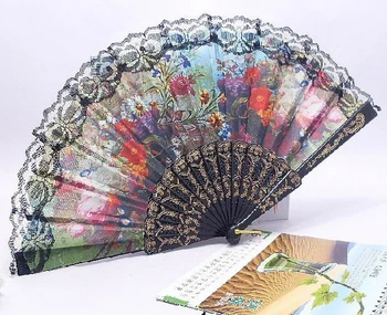 

Free Shipping 130pcs/lot for flower dance fan,party fan,Spanish lace fan