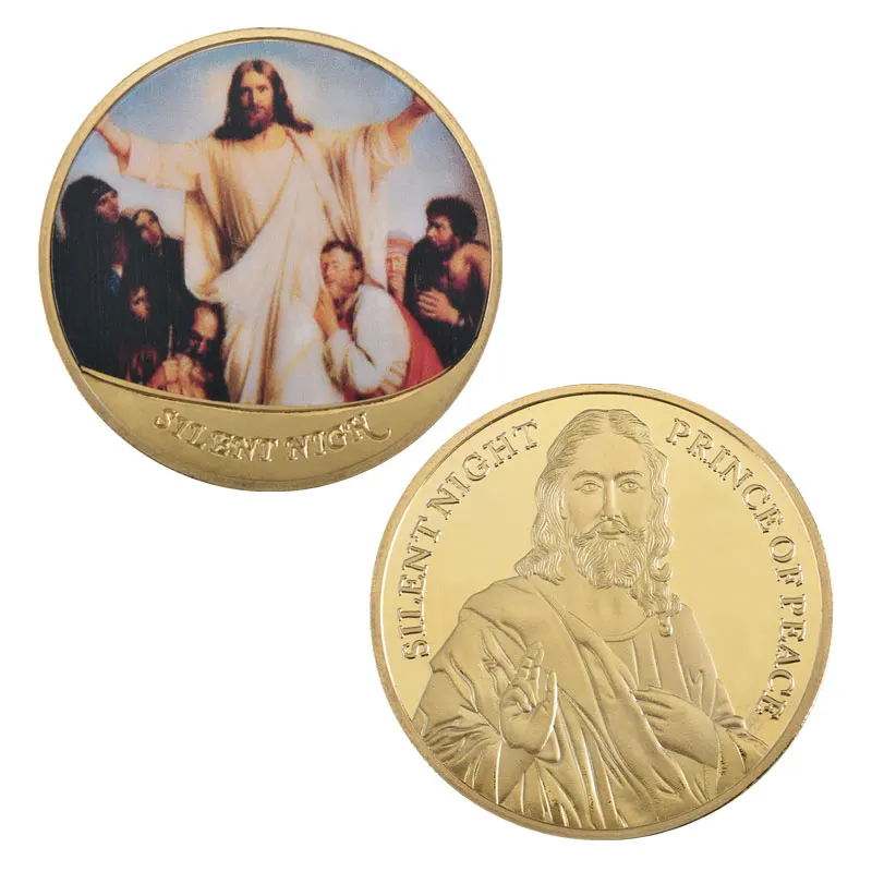 WR Jesus Silent Night Prince of Peace позолоченные Коллекционные монеты евро для монет Россия Рождественский сувенир подарок - Цвет: coin 3