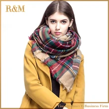 140x140cm winter acrylic tartan plaid scarf brand blanket shawl designer pashmina wrap stole for Lady Women