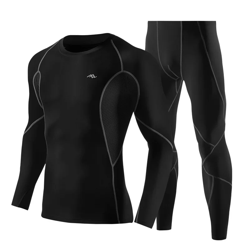

Sports suit, long sleeved tights, men's sports suit, fast drying fitness clothes, running training, elastic compressing clothes.