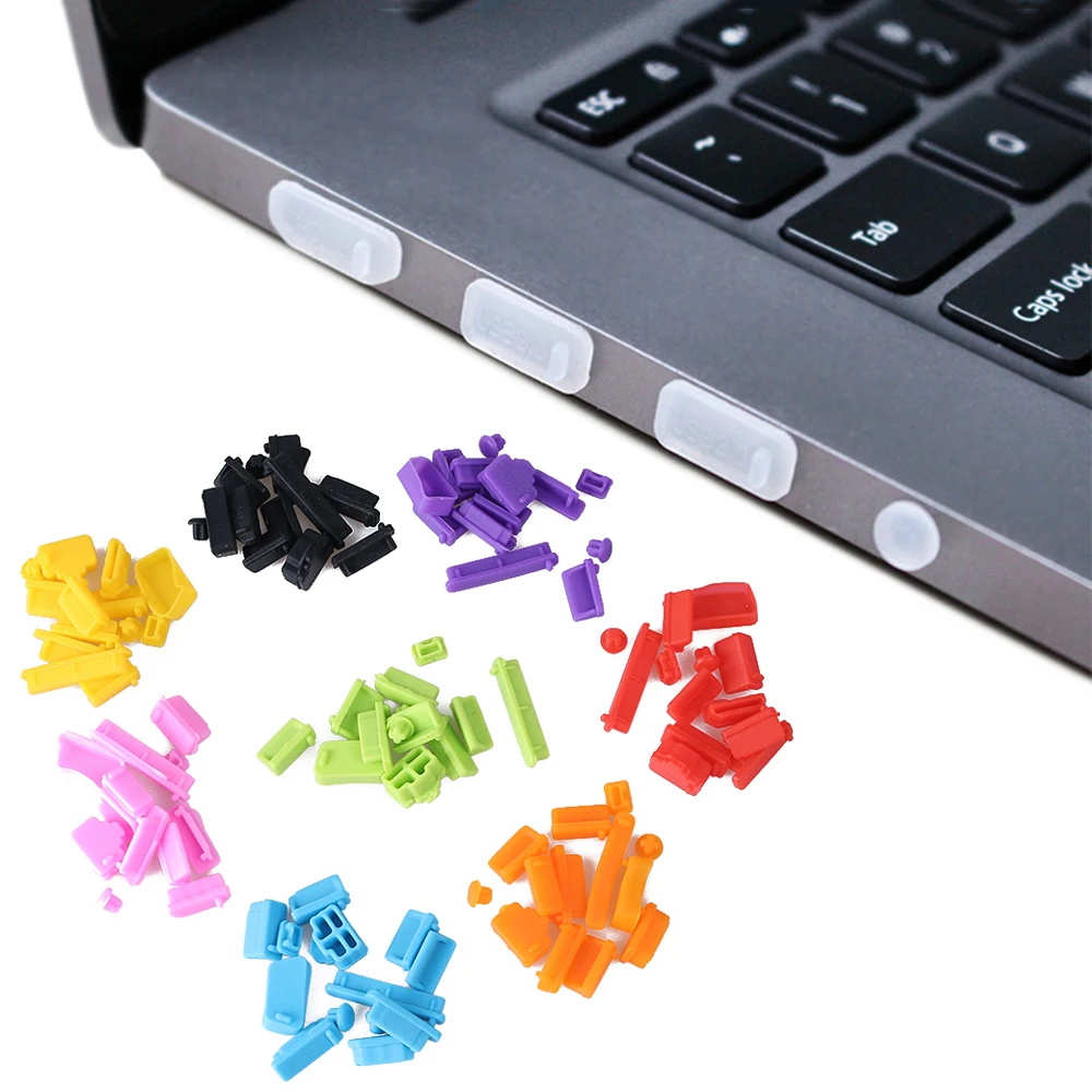 13pcs Laptop Dustproof Tools Fashion Colorful Silicone Anti Dust Plug Cover Stopper Universal Computer Office Accessories Wholes