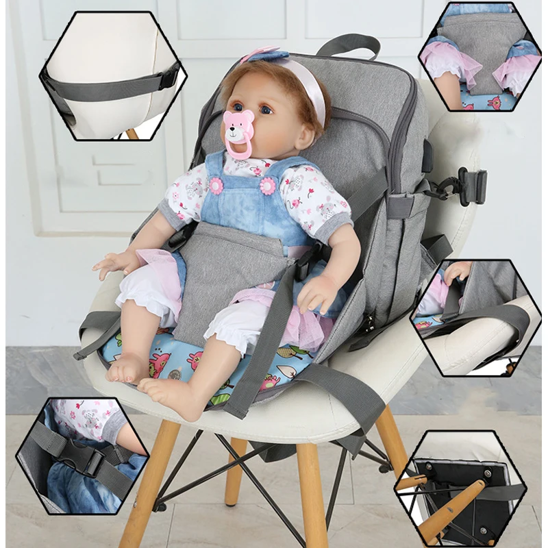  Nueva bolsa de pañales a prueba de agua USB para mamá mochila de pañales de maternidad hombro coche