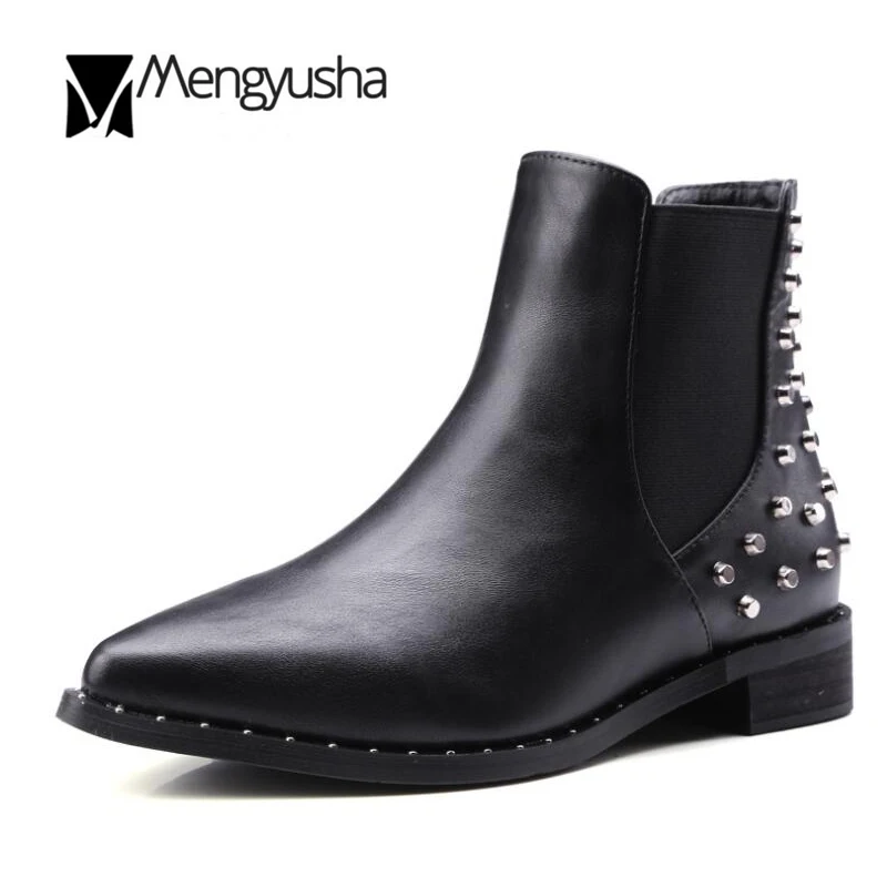 Buy Size 41 42 43 woman ankle boots rivets studs