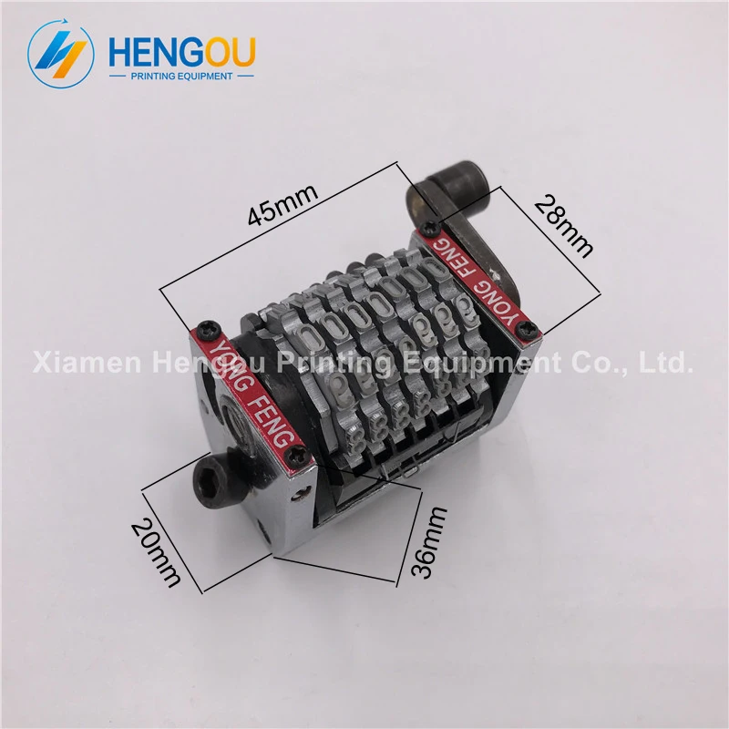

2 Pieces Hengoucn GTO 7 digits numbering machine horizontal 09876...backward last three bits are adjustable