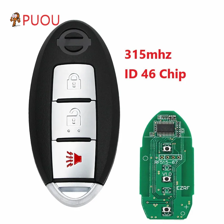 

3 Button Key Keyless Entry Smart Remote Car Key Fob for Nissan Cube Juke Quest Leaf Versa Note 2011-2017 46 Chip CWTWB1U808