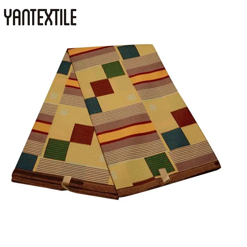 

YANTEXTILE New Arrival Ankara Fabric African Real Wax Print Ghana Kente Cloth 6 Yards Tissu Africain Veritable Wax Hollandais