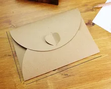 Sobre de papel Kraft Vintage, serie corazón romántico, regalo artesanal, venta al por mayor