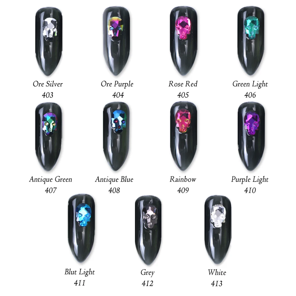 10pcs Skull Bone Crystal Nail Holographic Halloween Rhinestone Flatback Charms Gems Irregular Jewelry 3d Nails Accessories Be963 Aliexpress