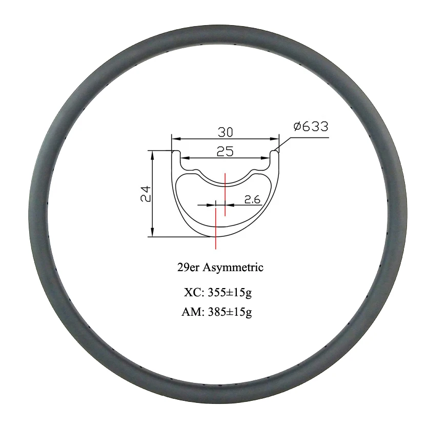 XC AM 29er MTB 30 мм асимметрия 24 мм глубокие обода из карбона беговые для всех видов склонов офсетная печать 2,6 мм Асимметричные 29 дюймов диски