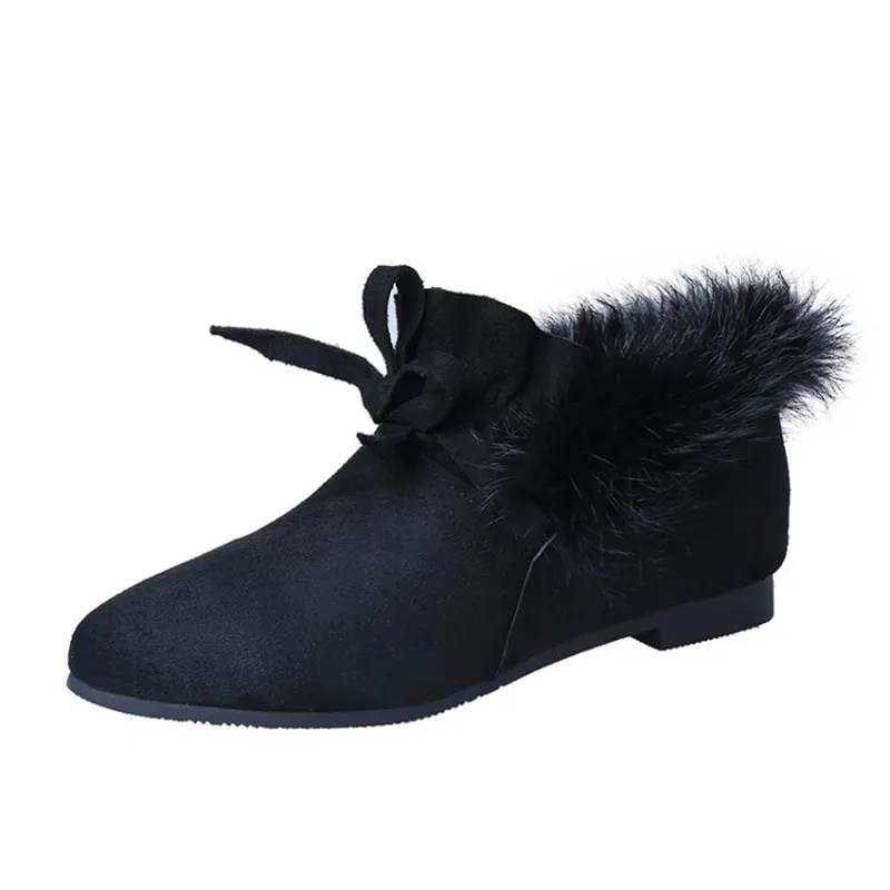 COOTELILI  Women Boots Winter Autumn Ankle Boots For Women Boots Slip On Real Fur Rubber Flat Boots Ladies Women Shoes 35-.39 (10)