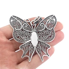 2 шт антикварные серебряные большие филигранные подвески-бабочки 22,5x10 мм овальный поднос Камея Кабошон основа установка для ожерелья