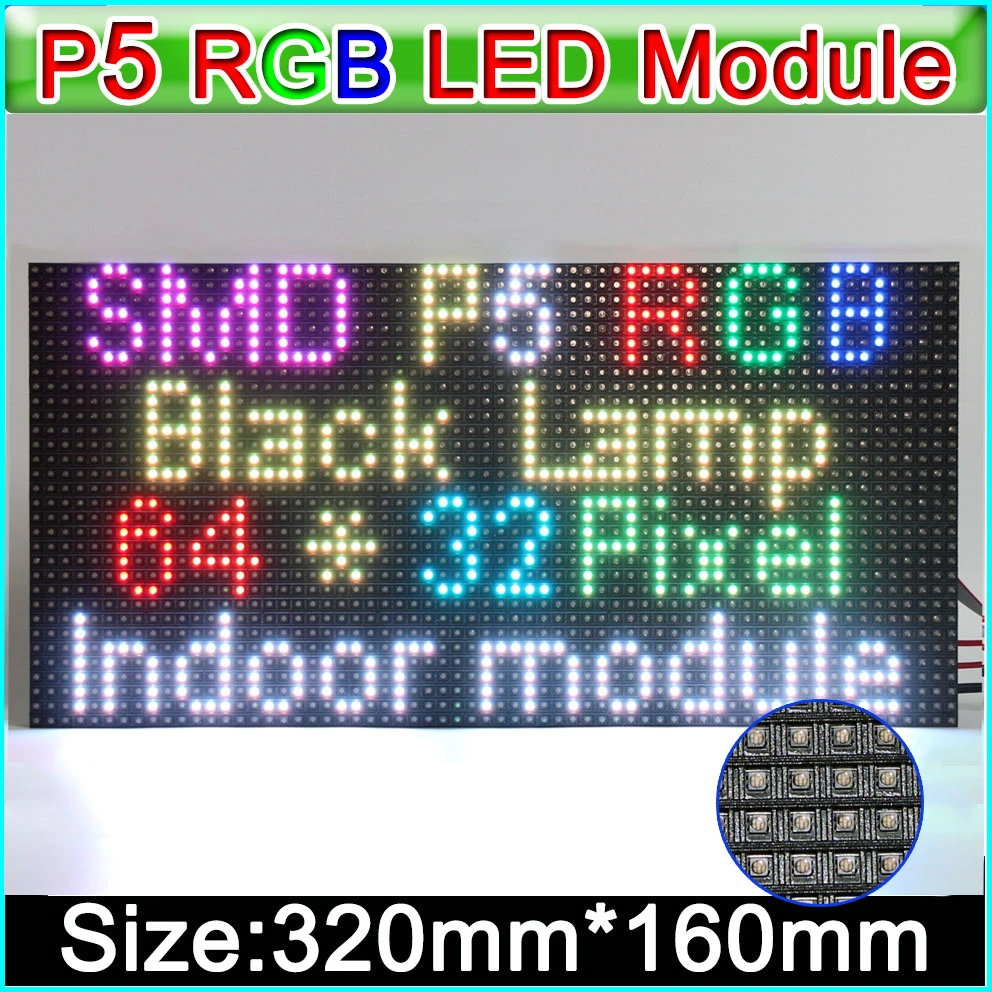 Indoor P5 Full Color Display Module 320mm X 160mm ,semi-outdoor Rgb Smd In 1 P5 Led Panel Led Display Video Wall Module - Led Displays - AliExpress