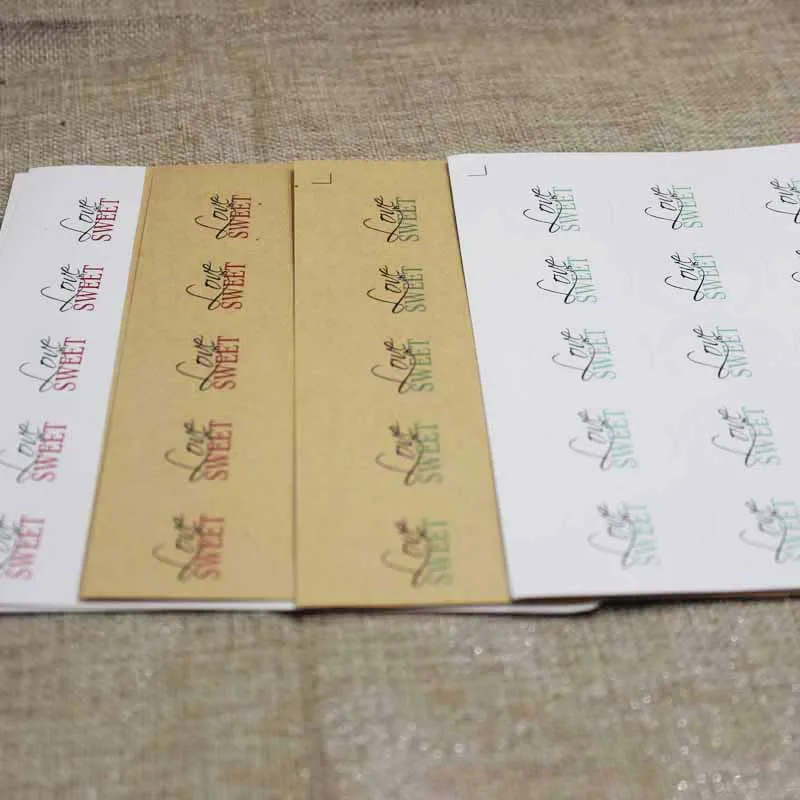 100pcs heart self adhesive labels Vintage kraft handmade with love labels paper self seal thank you labels 3cm size