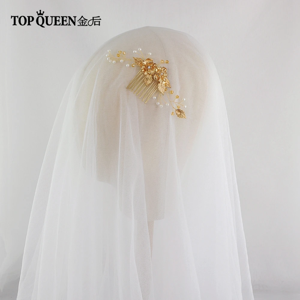 TOPQUEEN HP134 модные свадебные украшения для волос сусальное золото кристалл свадебный гребень для волос женский зажим для волос с жемчугом принадлежности для волос