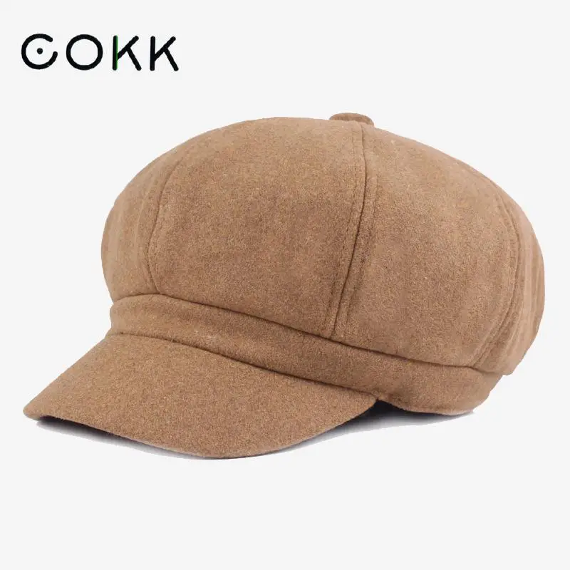 

2015 New Solid Color Vintage Beret Fashion Octagonal Cap Men Woolen Newsboy Cap Painter Beret Hat Winter British Hats For Women